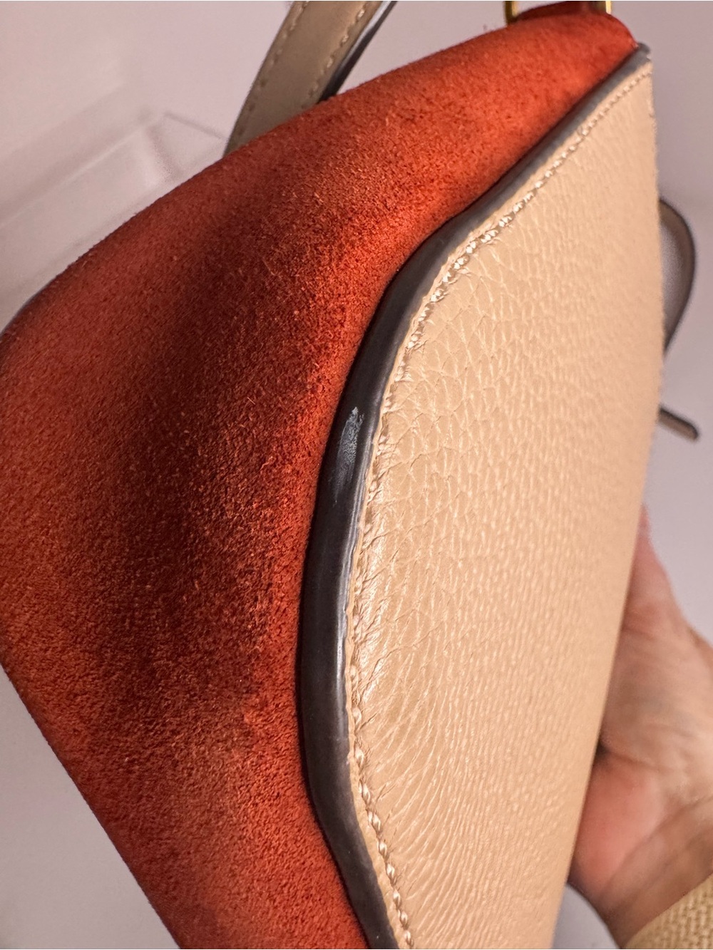 #311 Tory Burch McGraw Embossed Leather & Suede Crossbody Bag - Picture 12 of 16